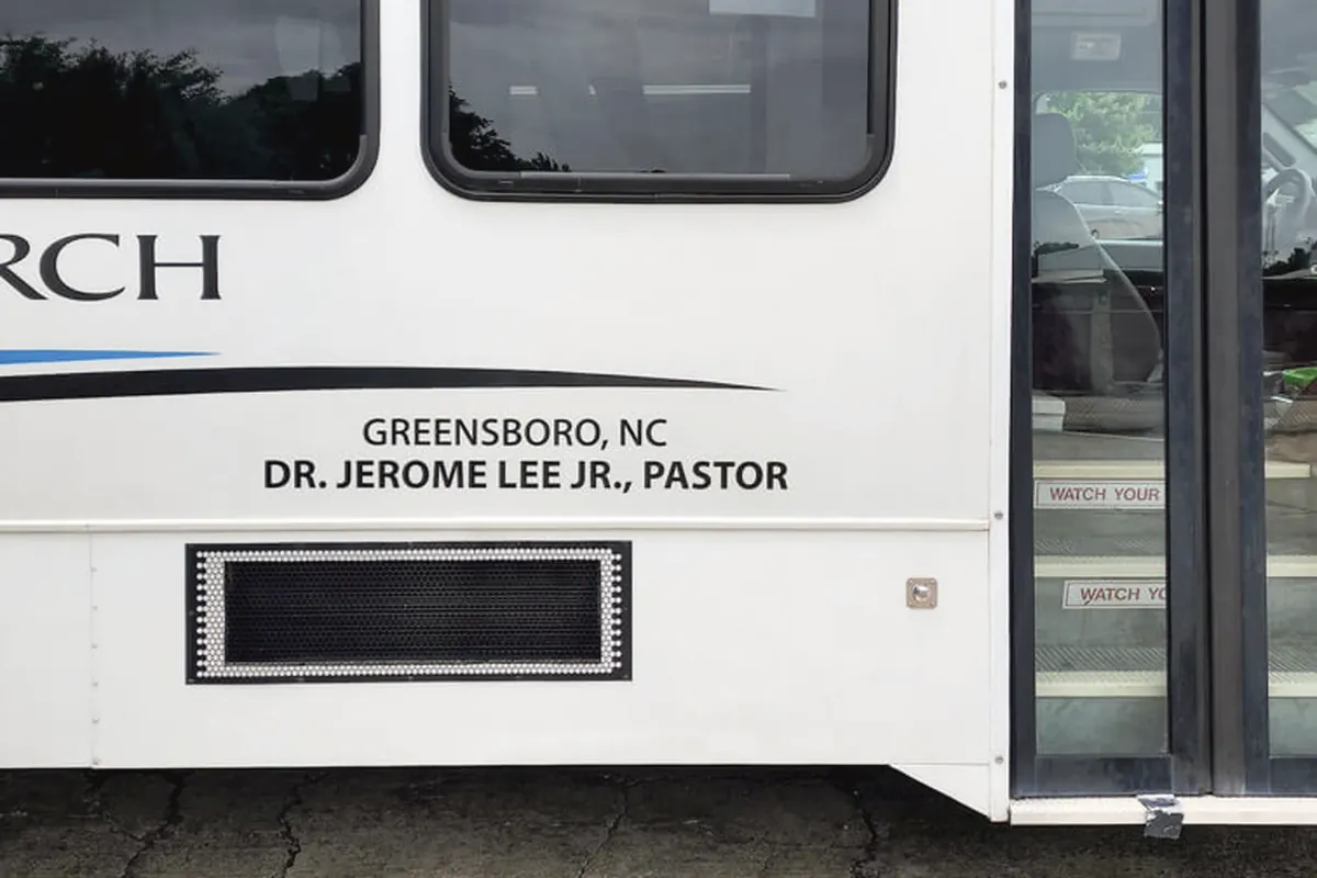 Greensboro church bus lettering